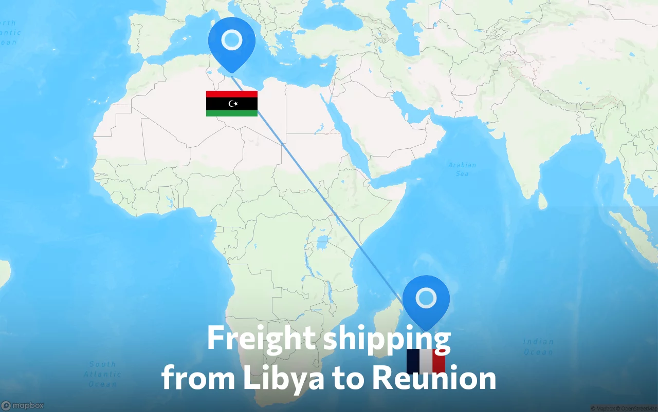 Shipping route from Libya to Reunion