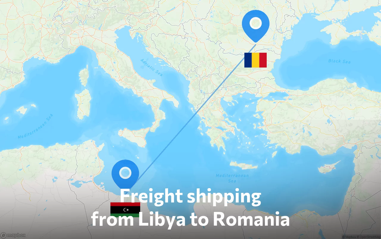 Shipping route from Libya to Romania
