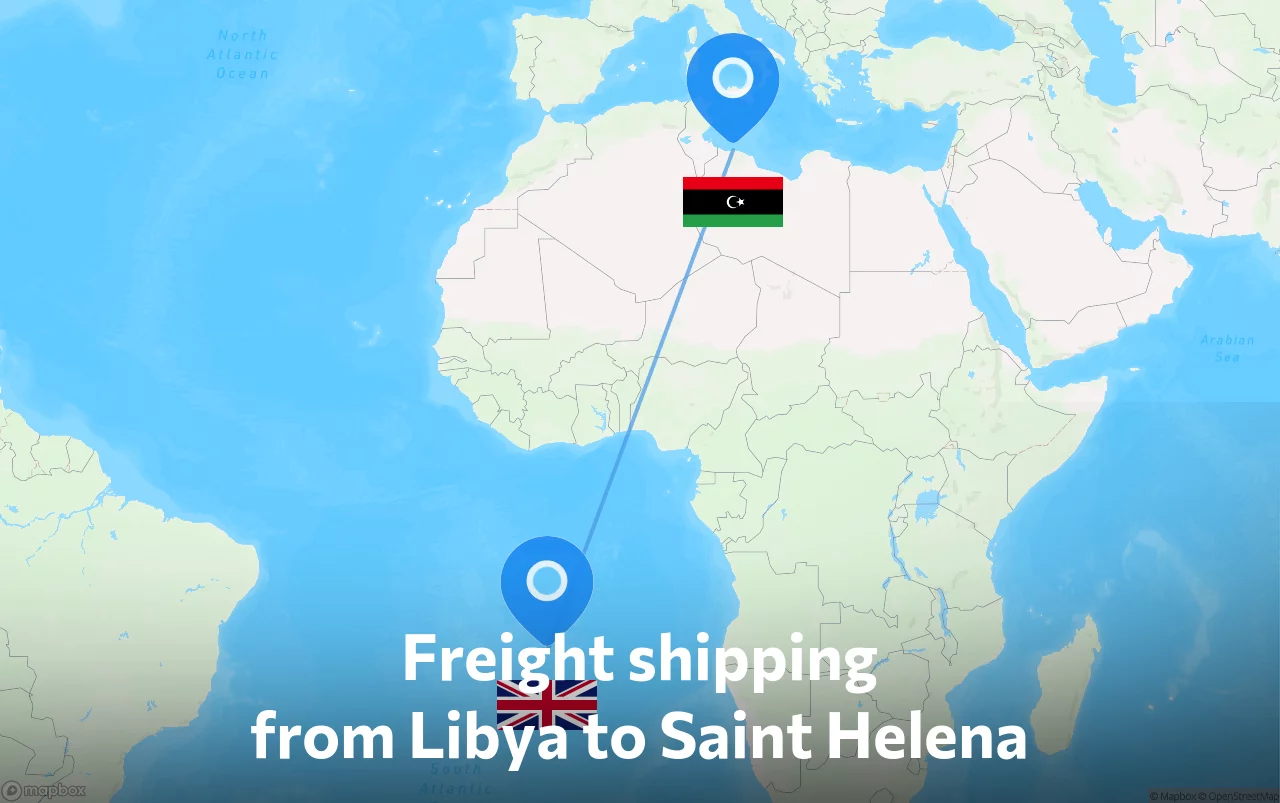 Shipping route from Libya to Saint Helena