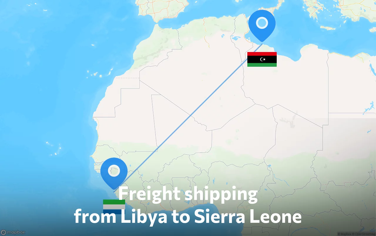 Shipping route from Libya to Sierra Leone