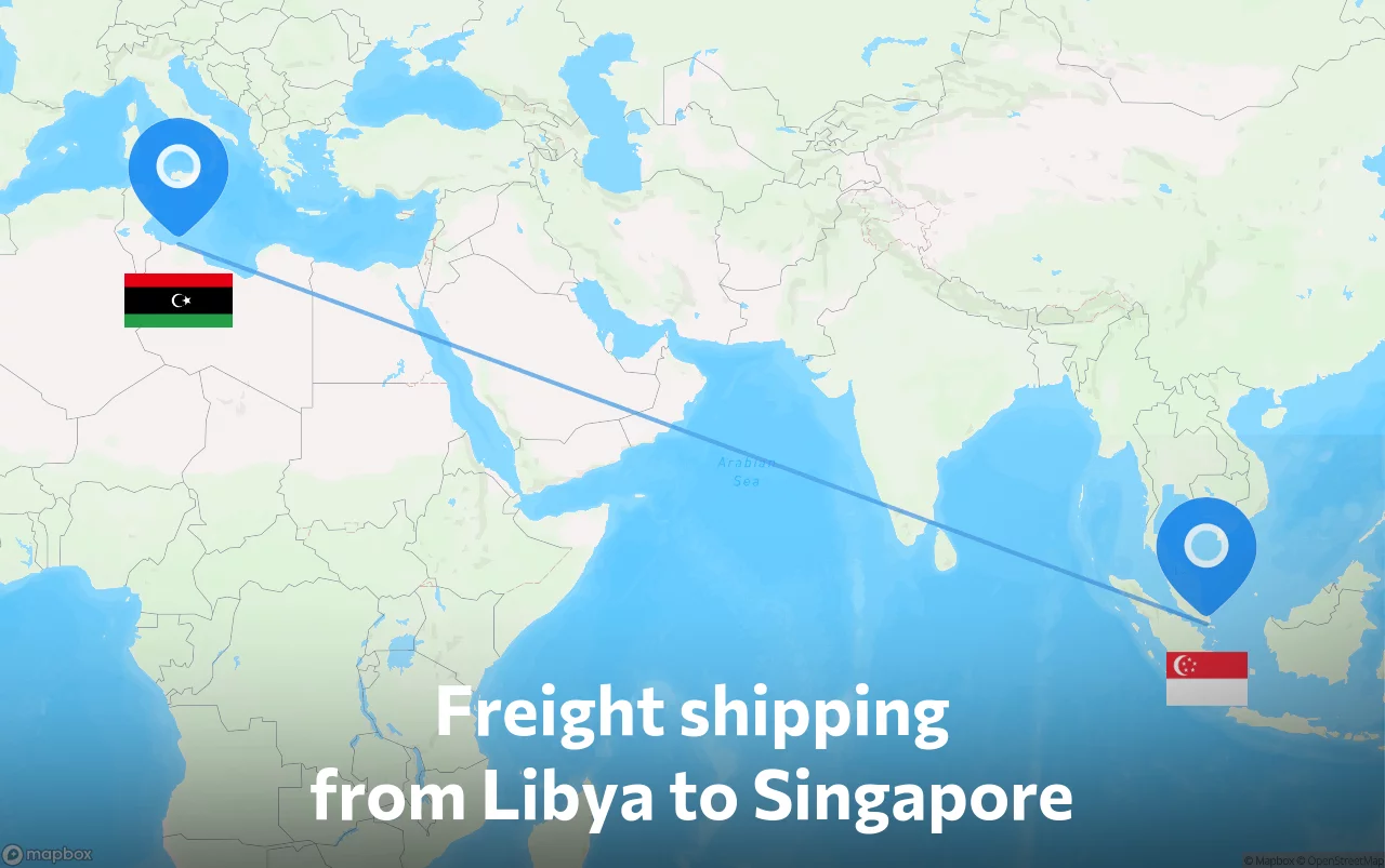Shipping route from Libya to Singapore