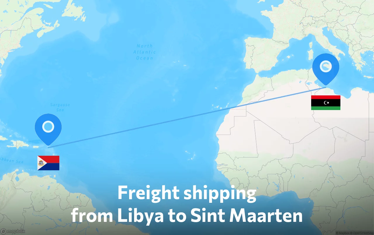 Shipping route from Libya to Sint Maarten