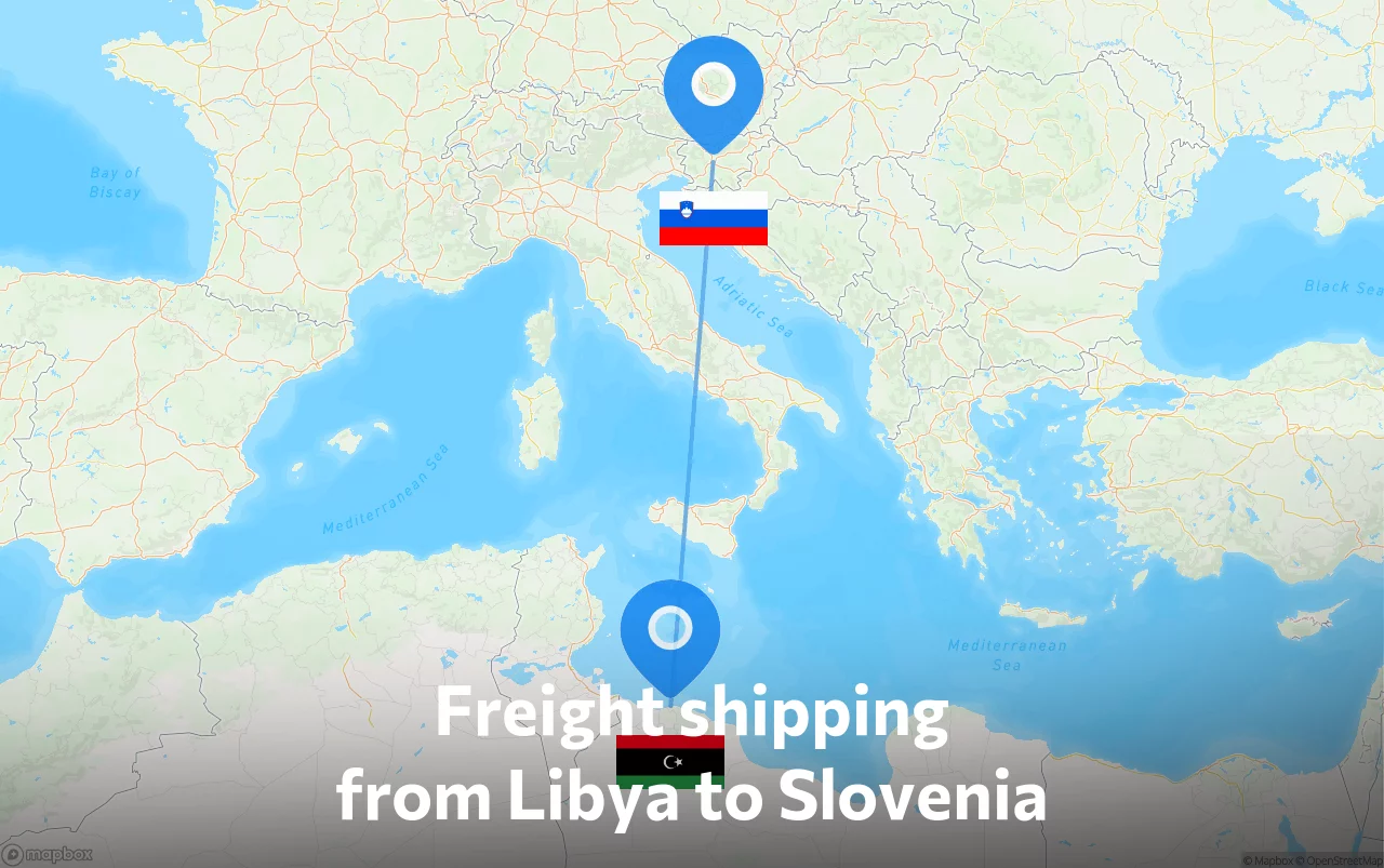 Shipping route from Libya to Slovenia