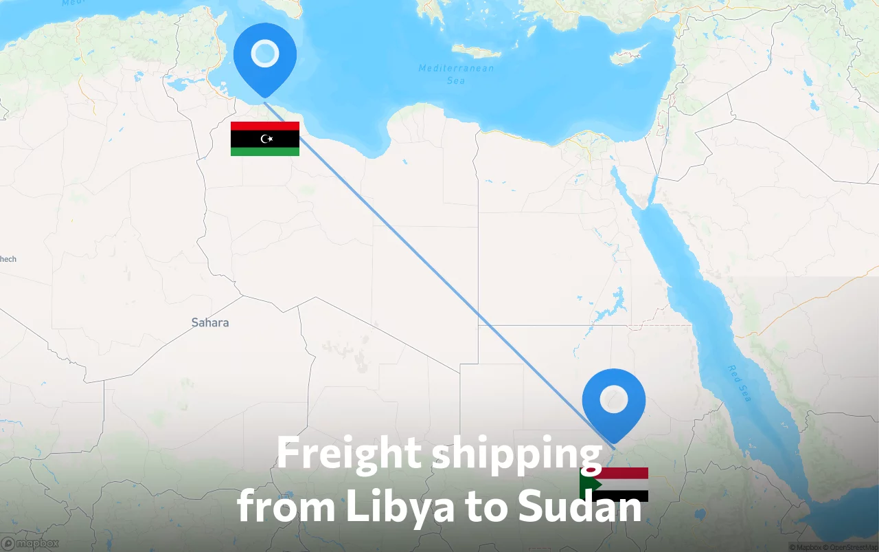 Shipping route from Libya to Sudan