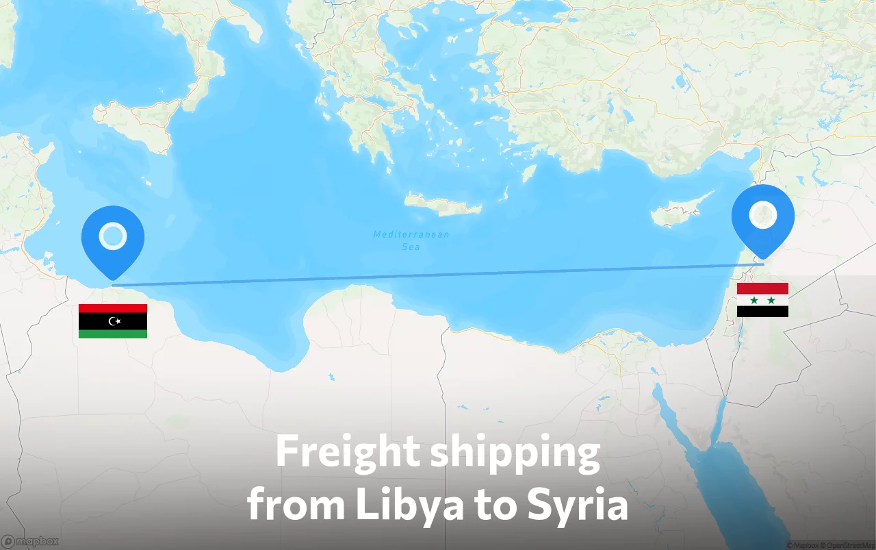 Shipping route from Libya to Syria