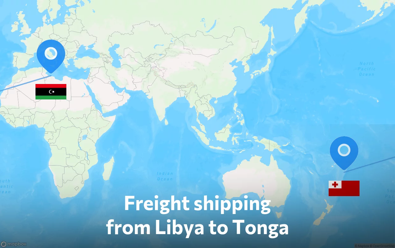 Shipping route from Libya to Tonga