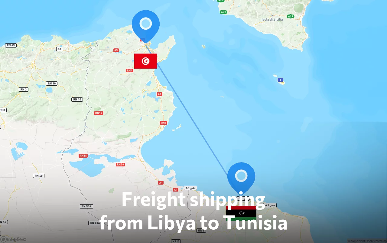 Shipping route from Libya to Tunisia