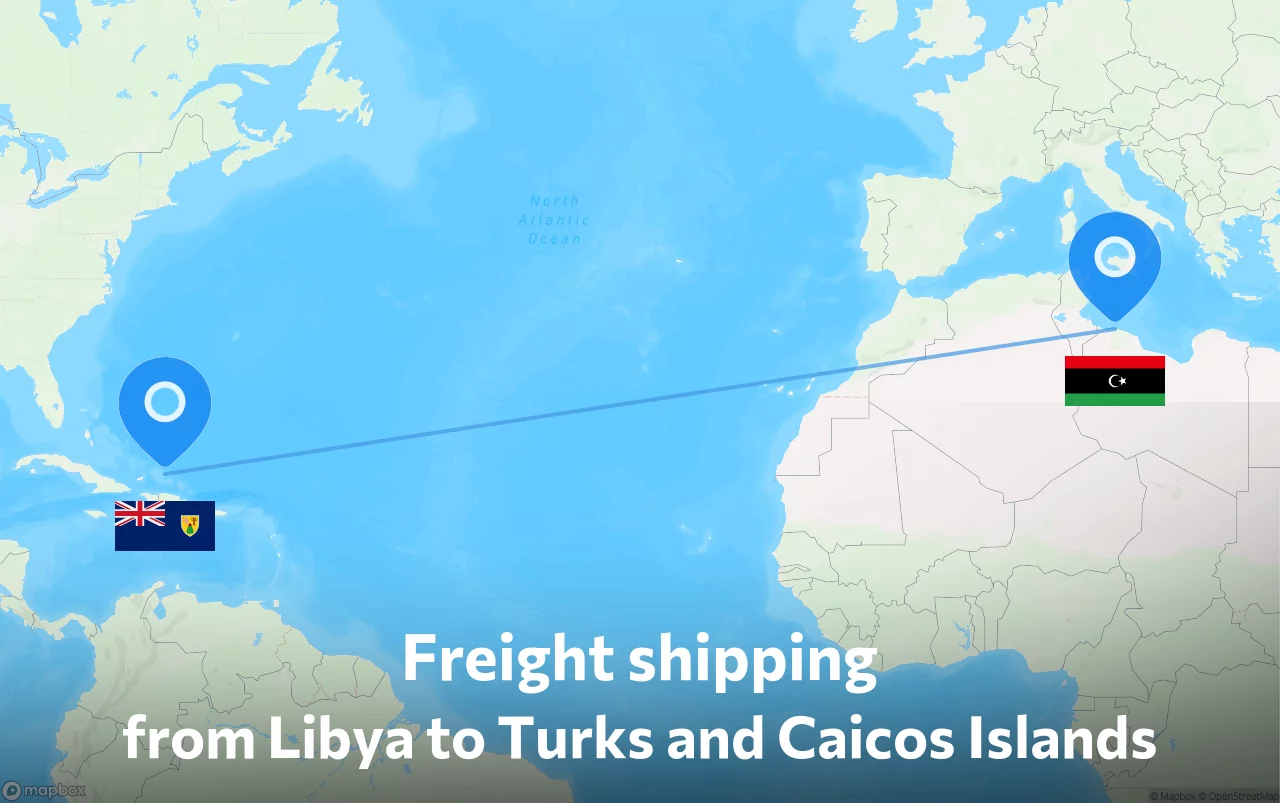 Shipping route from Libya to Turks and Caicos Islands