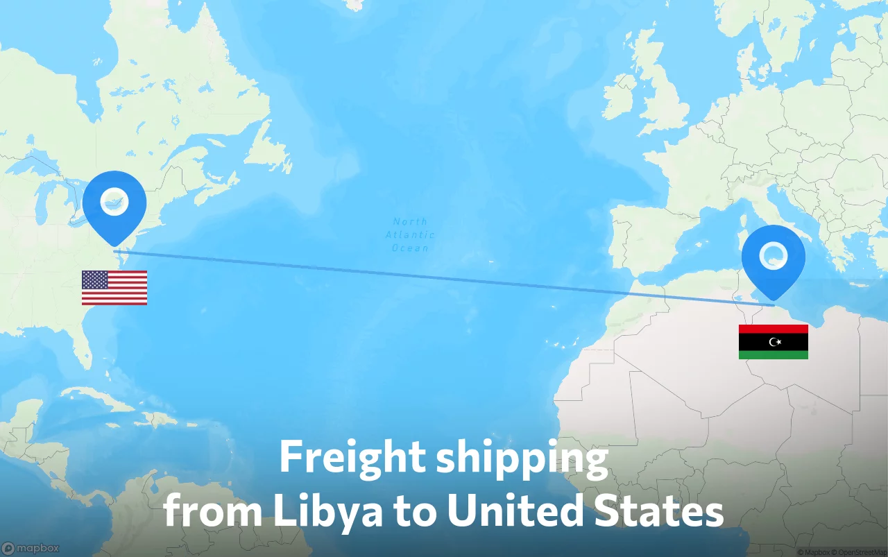 Shipping route from Libya to United States
