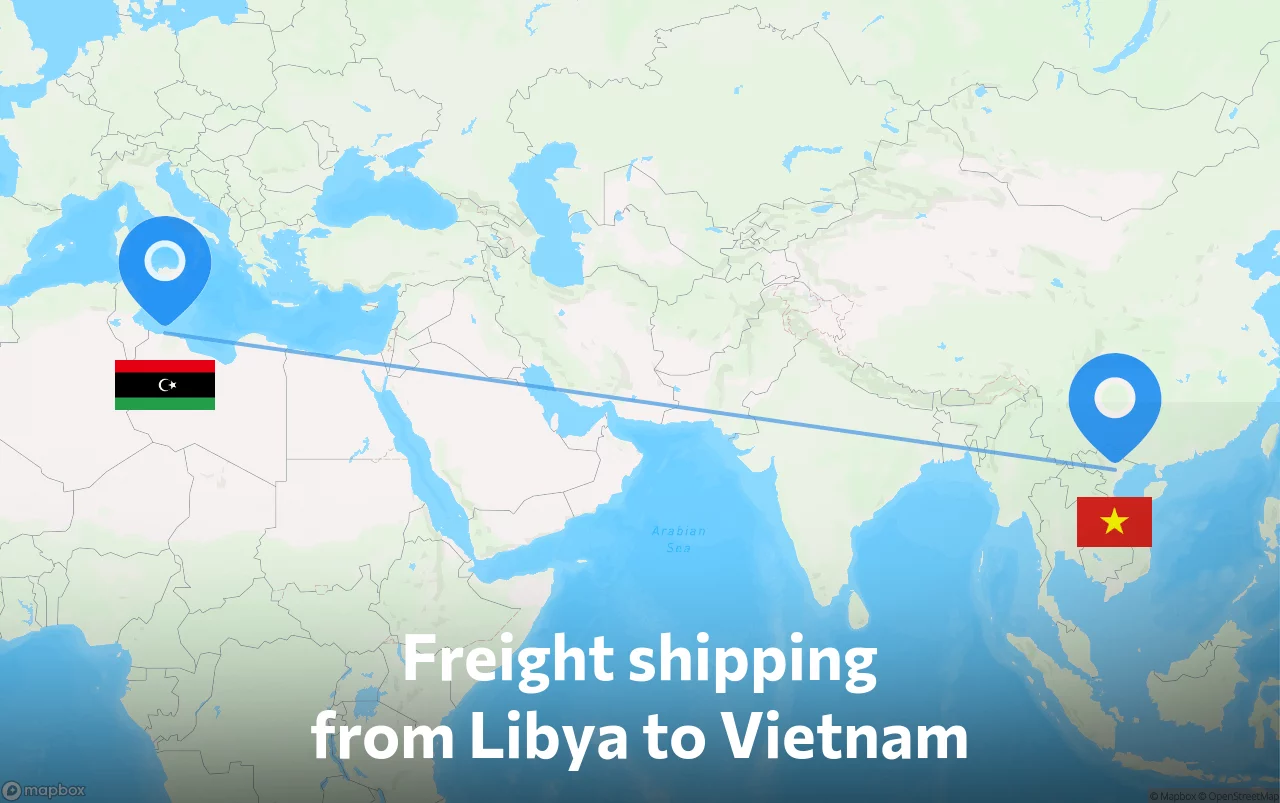 Shipping route from Libya to Vietnam