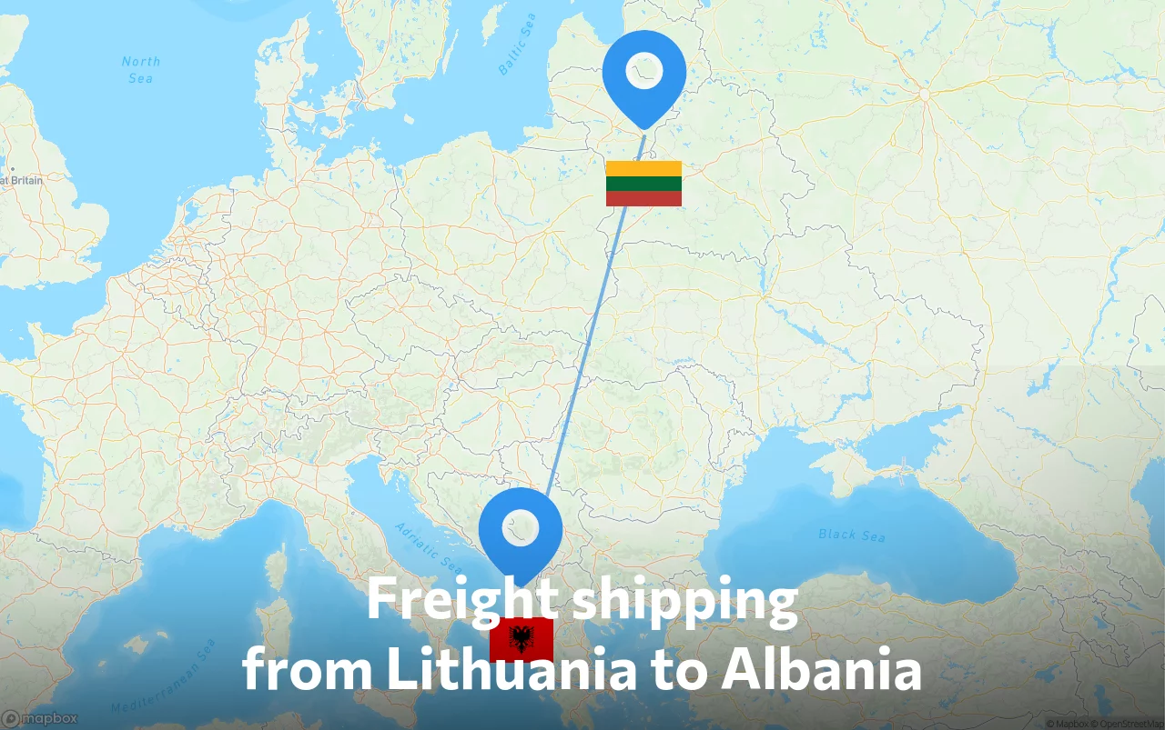 Shipping route from Lithuania to Albania