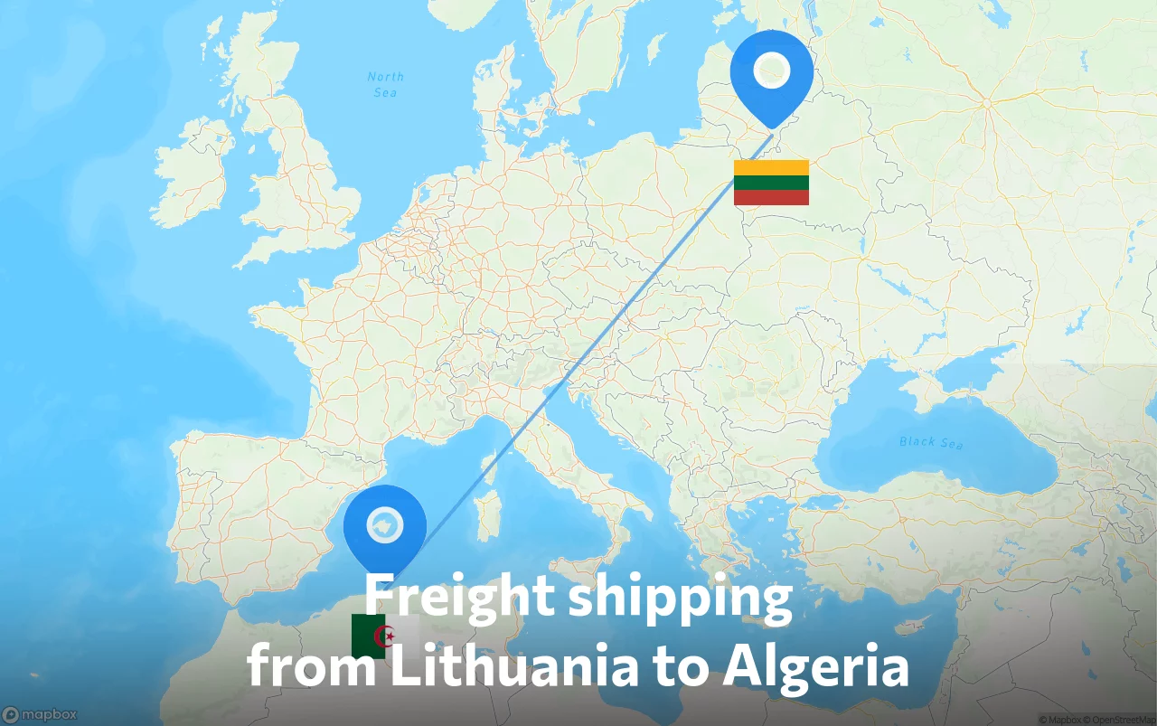Shipping route from Lithuania to Algeria