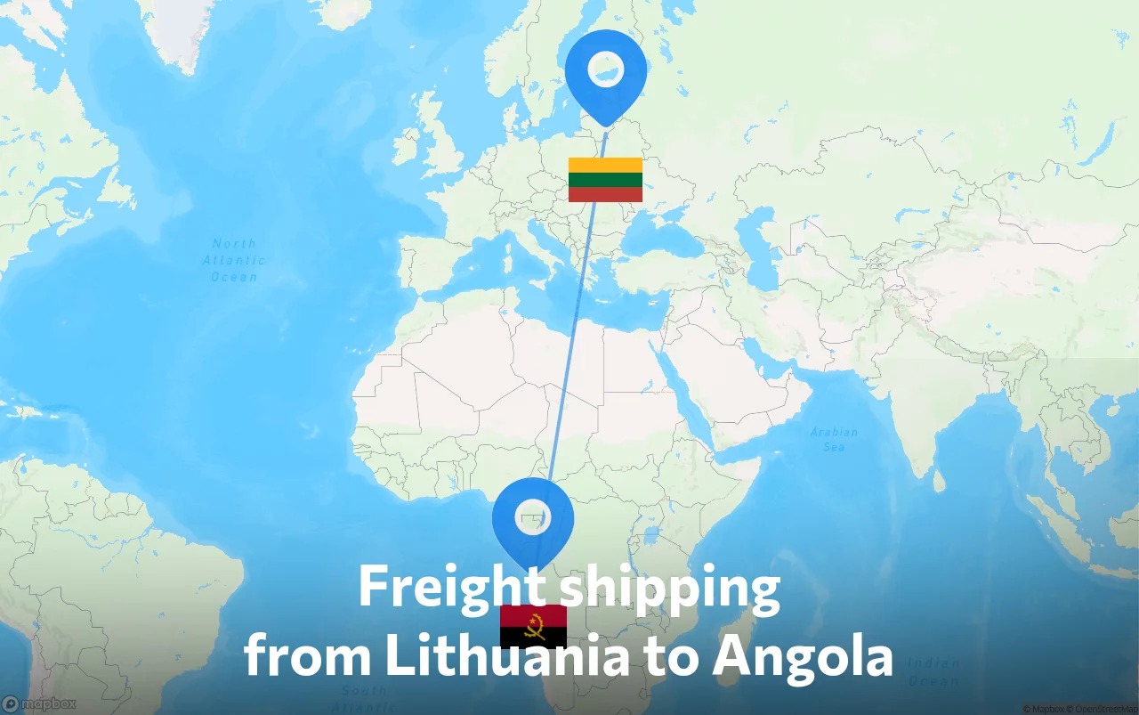 Shipping route from Lithuania to Angola