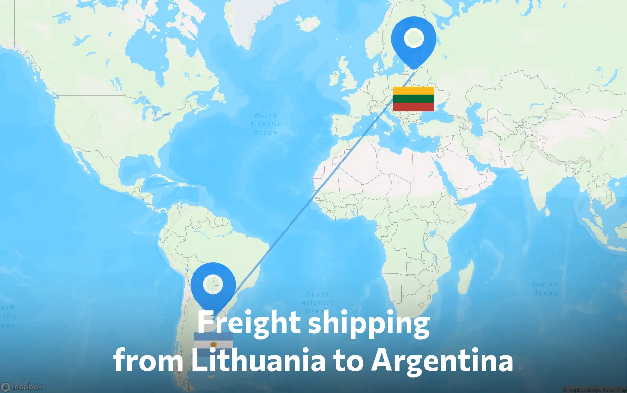 Shipping route from Lithuania to Argentina