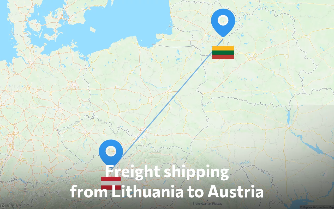 Shipping route from Lithuania to Austria