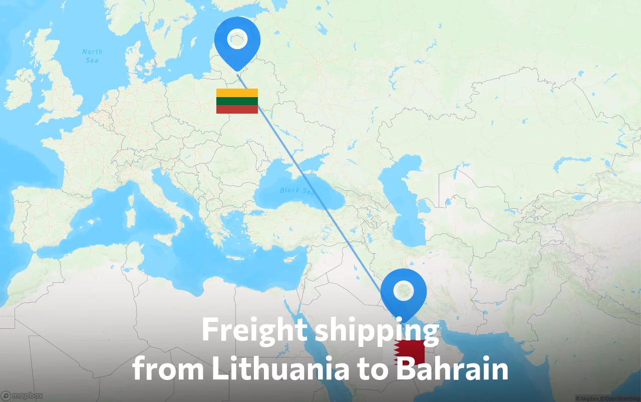 Shipping route from Lithuania to Bahrain