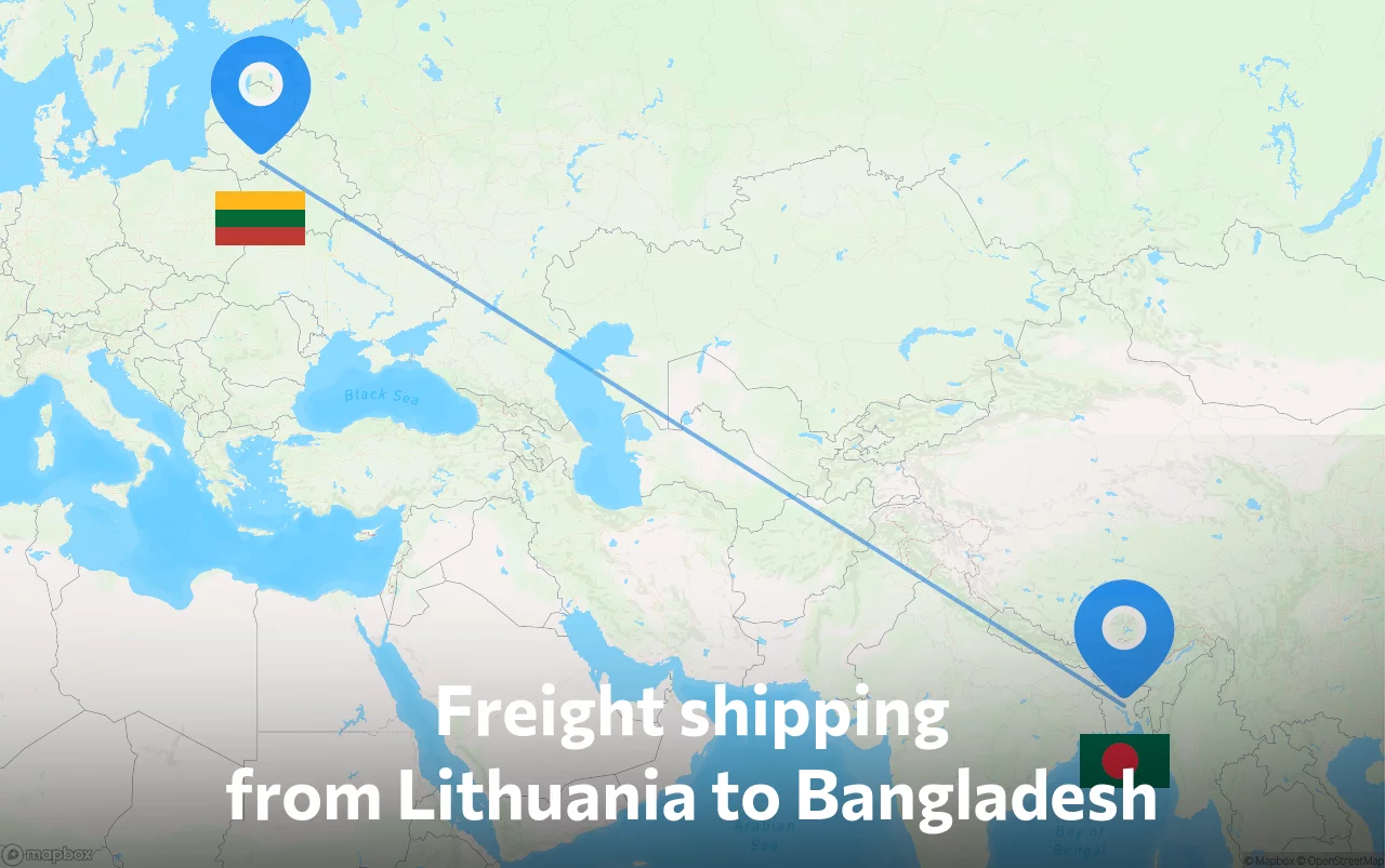 Shipping route from Lithuania to Bangladesh