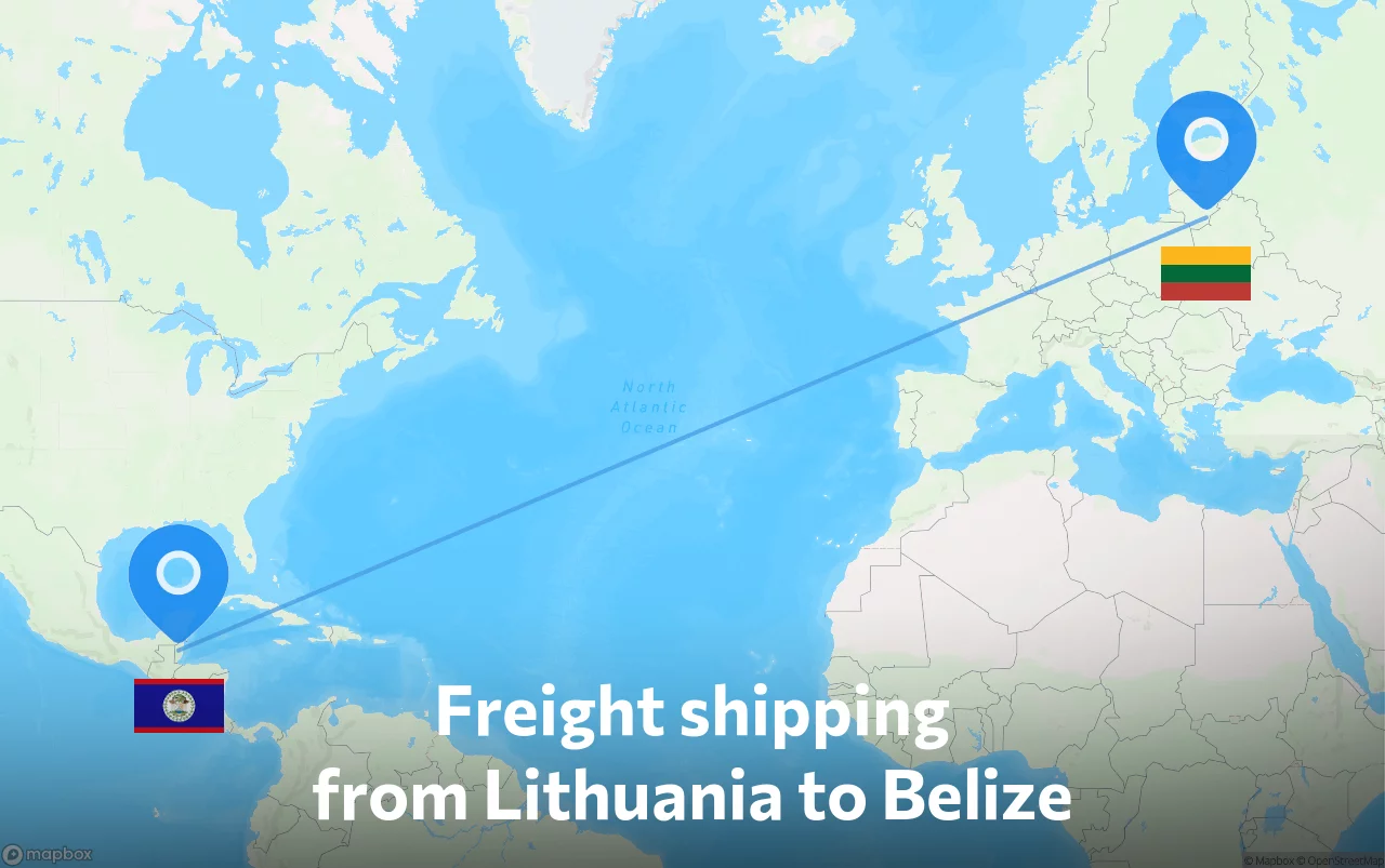 Shipping route from Lithuania to Belize