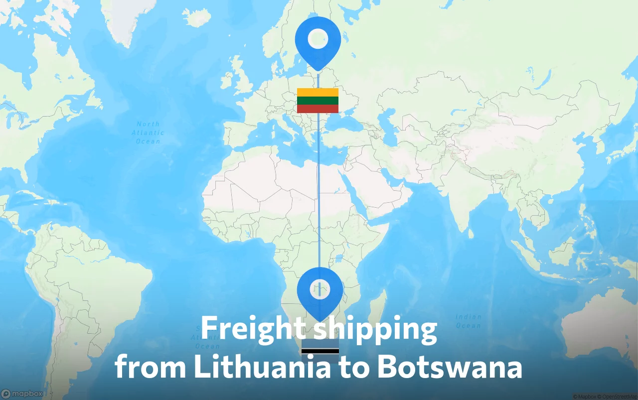 Shipping route from Lithuania to Botswana