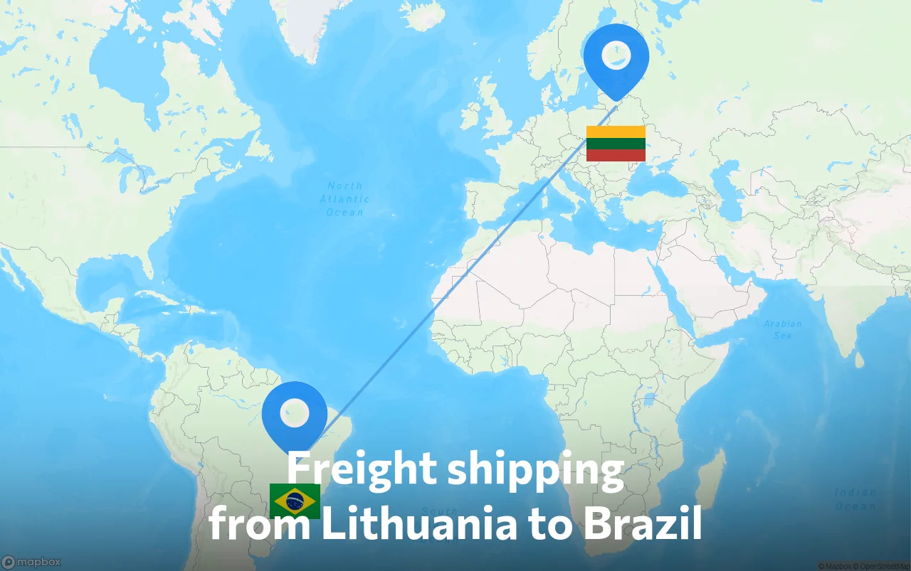 Shipping route from Lithuania to Brazil