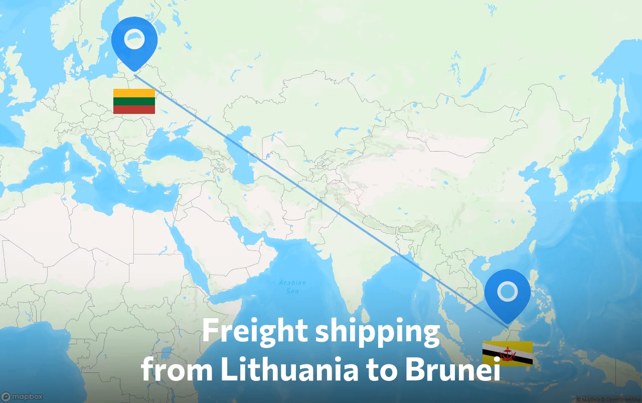 Shipping route from Lithuania to Brunei