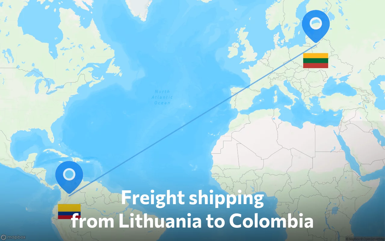 Shipping route from Lithuania to Colombia