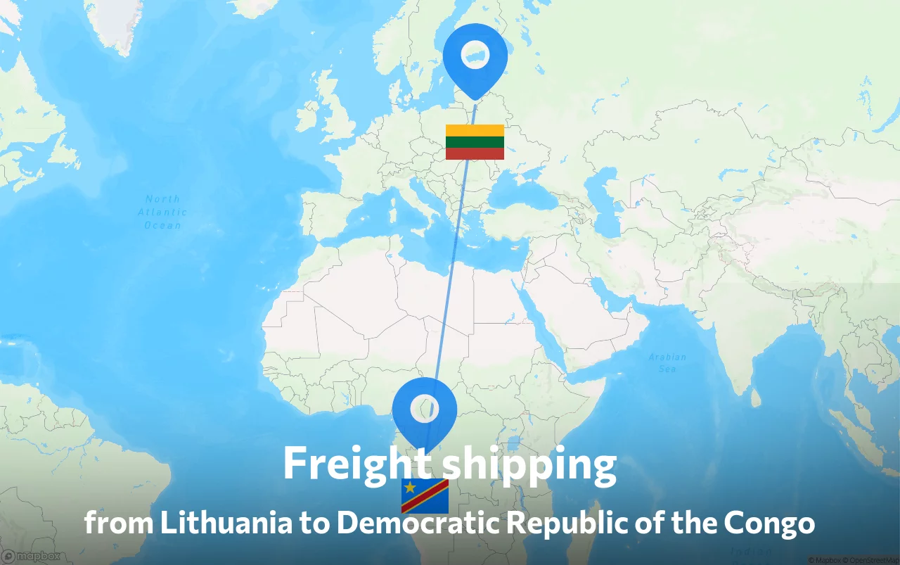 Shipping route from Lithuania to Democratic Republic of the Congo