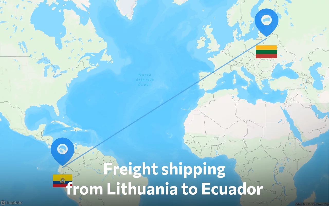 Shipping route from Lithuania to Ecuador