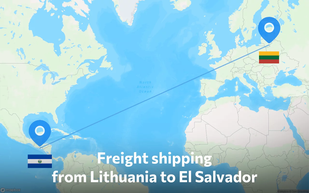Shipping route from Lithuania to El Salvador