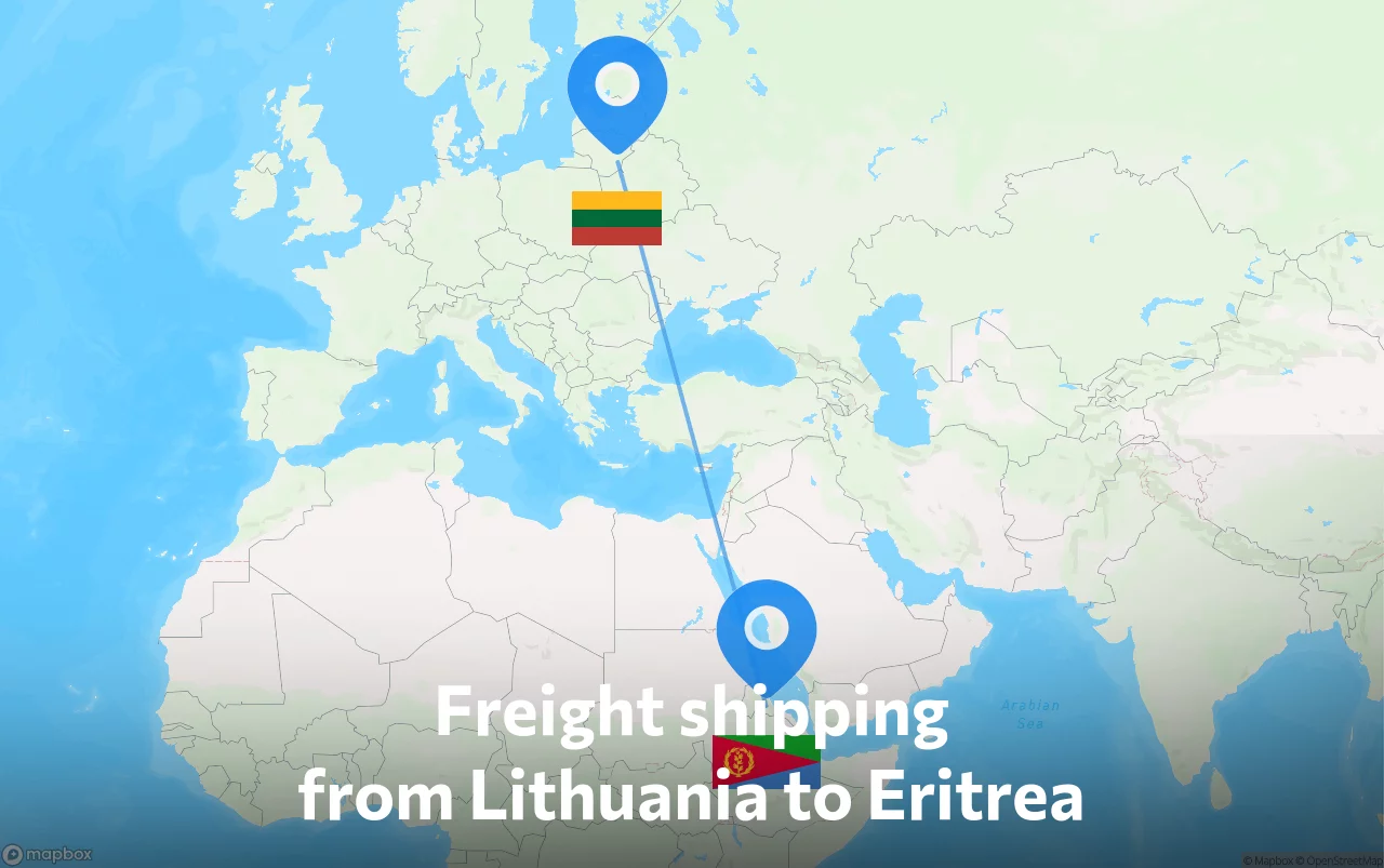 Shipping route from Lithuania to Eritrea