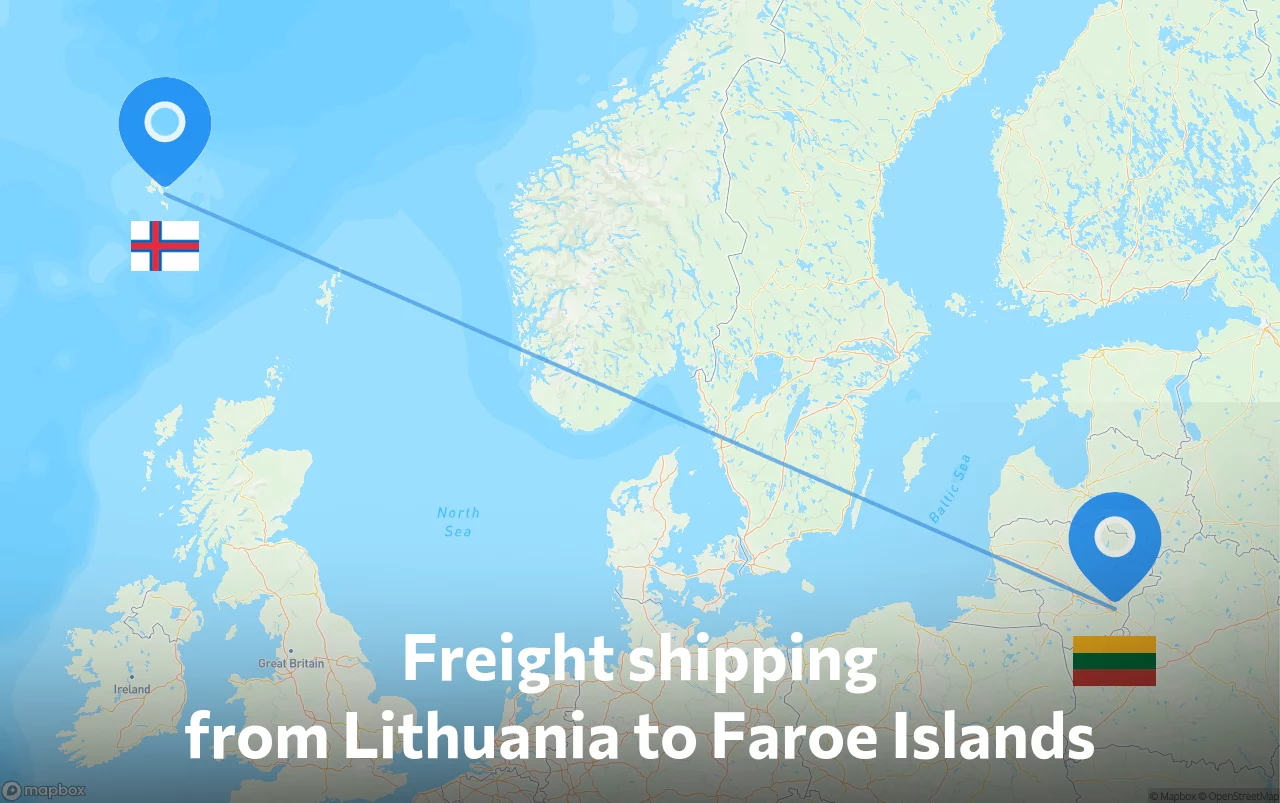 Shipping route from Lithuania to Faroe Islands