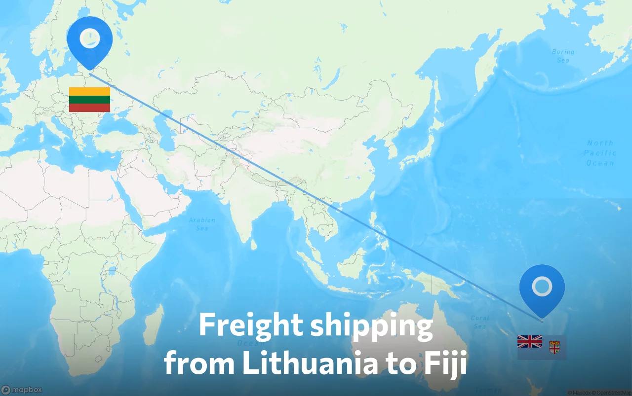 Shipping route from Lithuania to Fiji