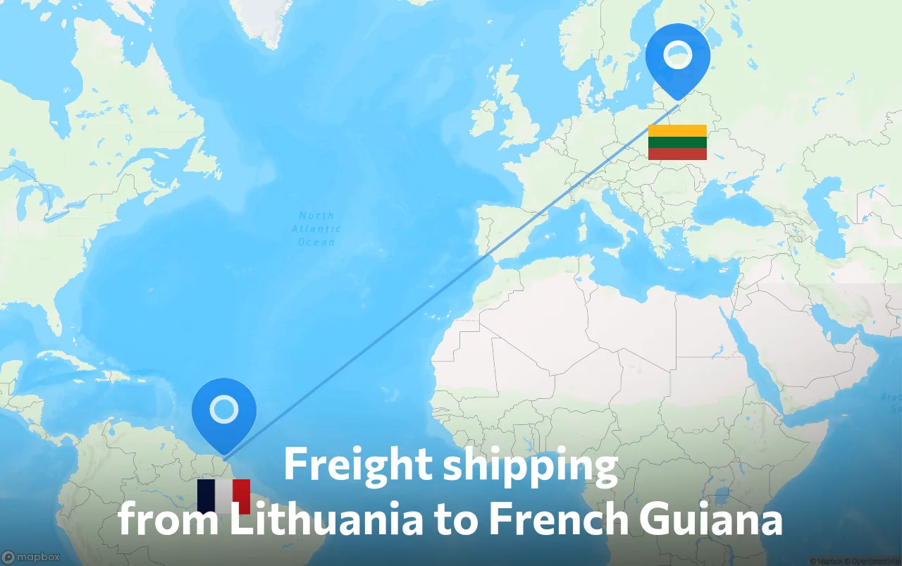Shipping route from Lithuania to French Guiana