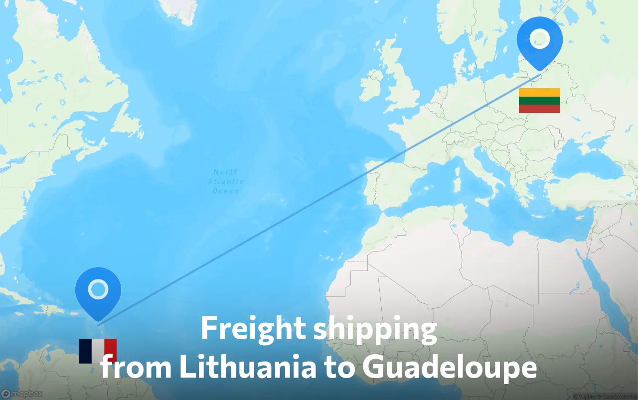 Shipping route from Lithuania to Guadeloupe