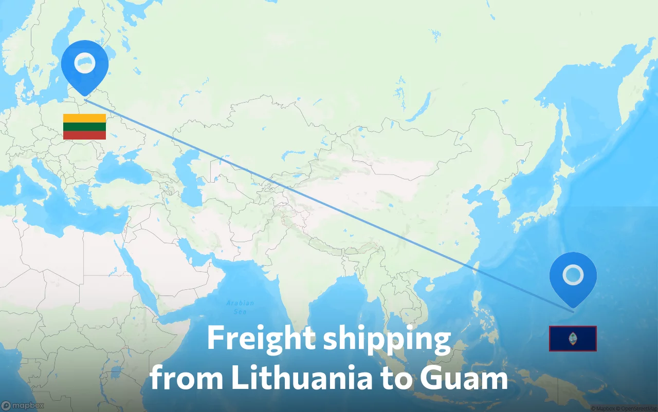 Shipping route from Lithuania to Guam