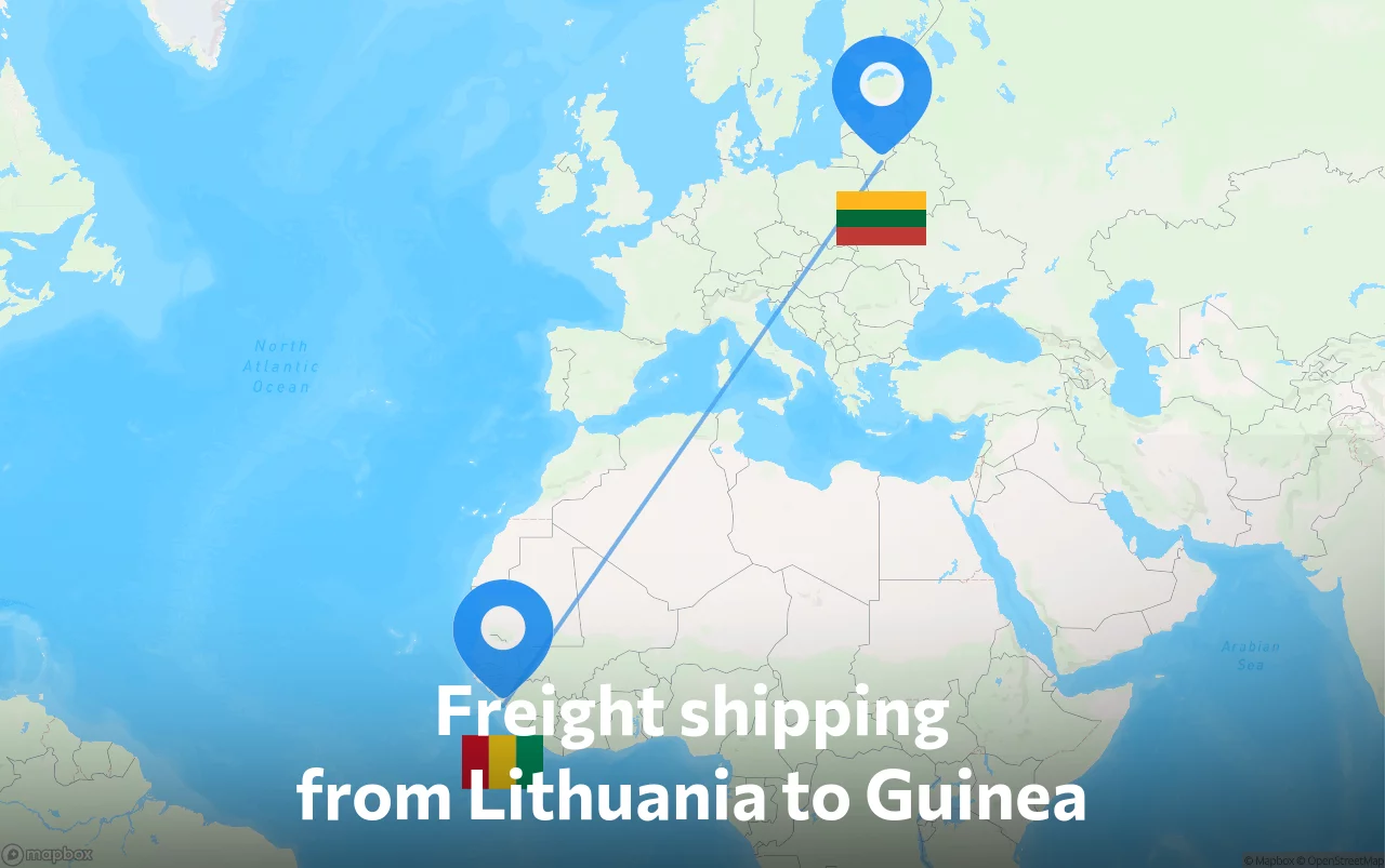 Shipping route from Lithuania to Guinea