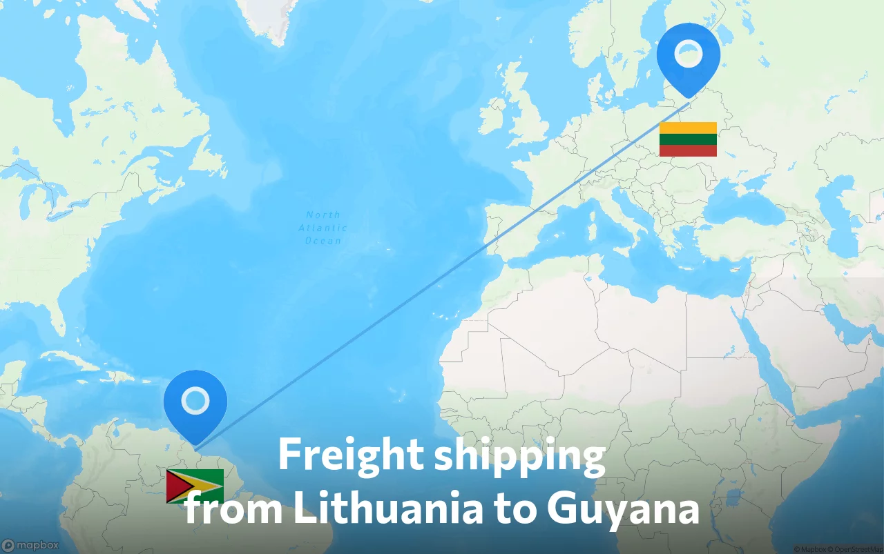 Shipping route from Lithuania to Guyana