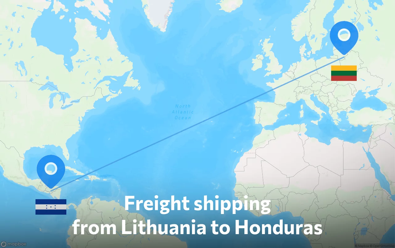 Shipping route from Lithuania to Honduras
