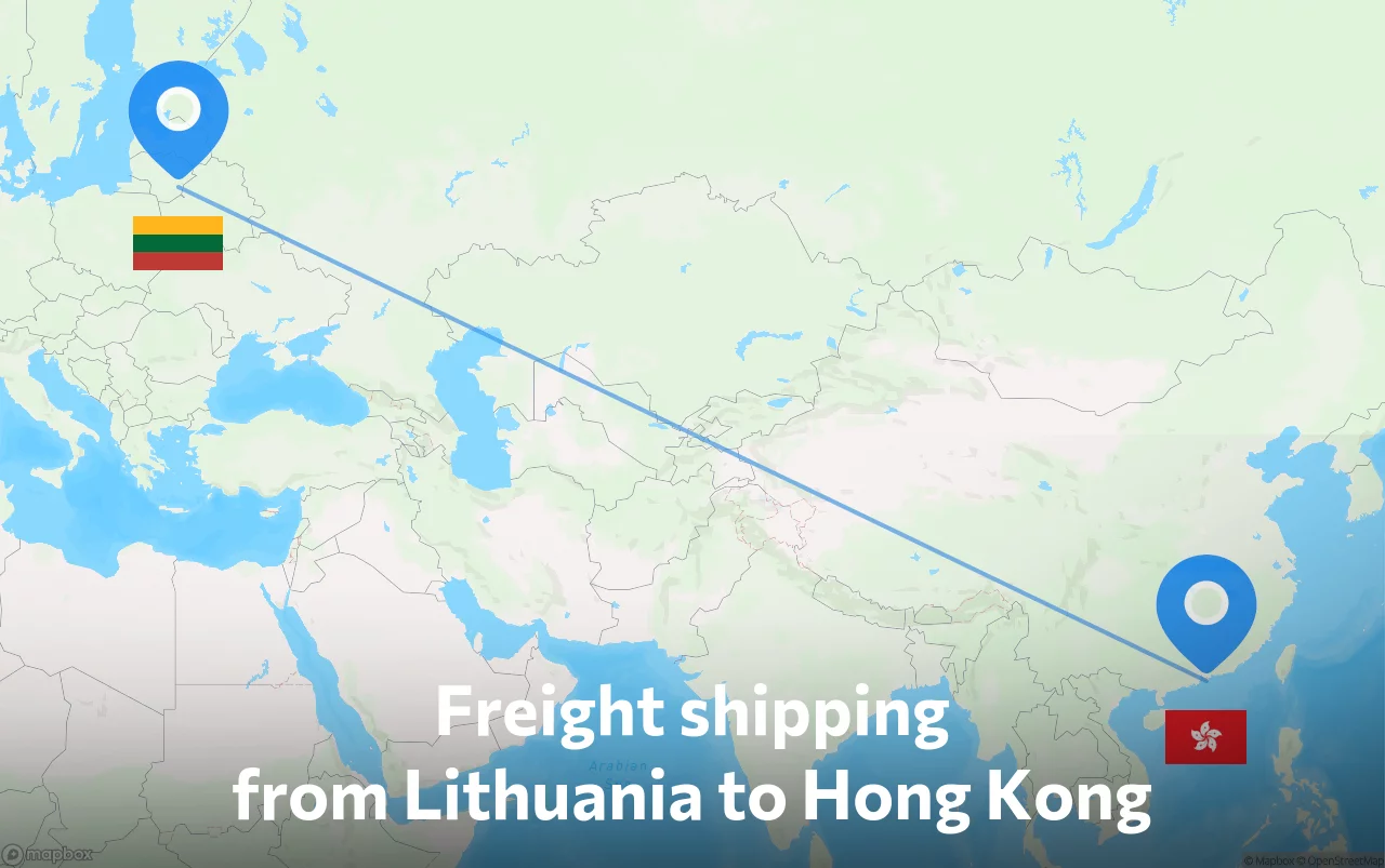 Shipping route from Lithuania to Hong Kong