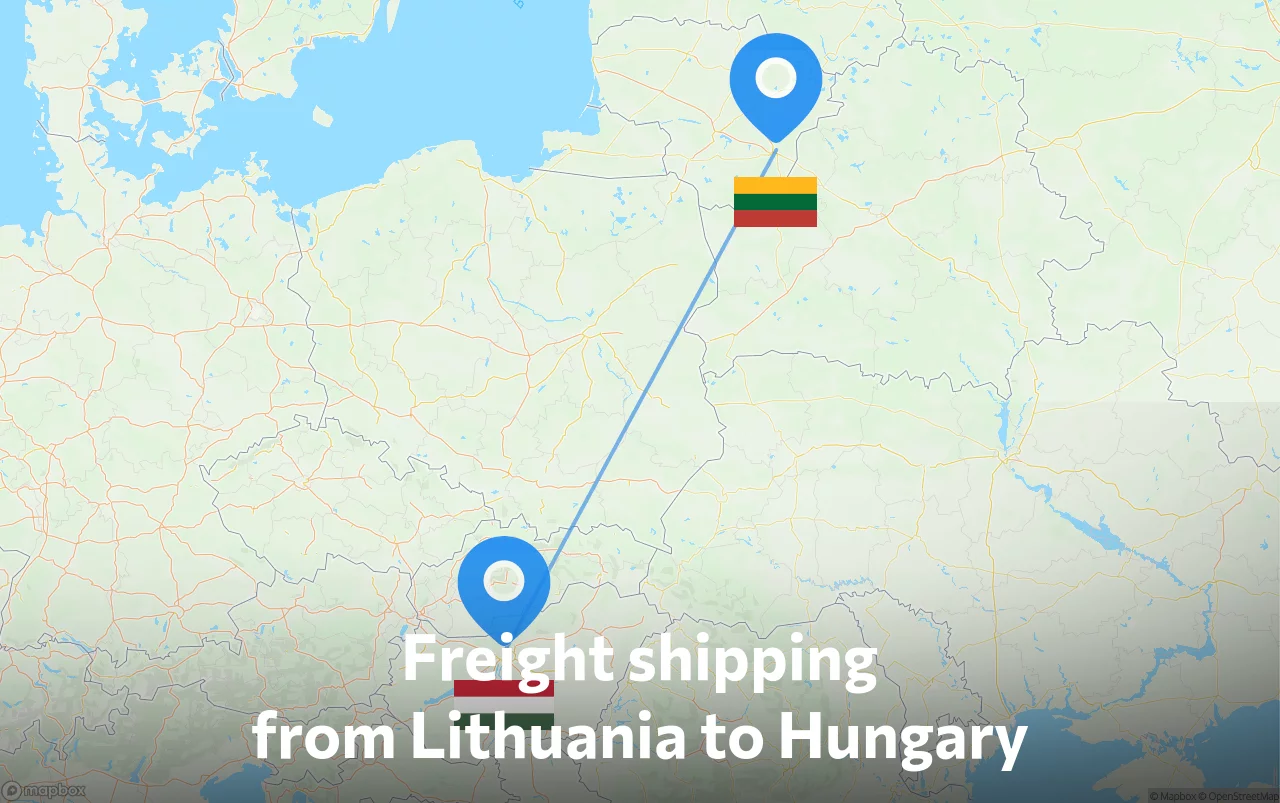 Shipping route from Lithuania to Hungary