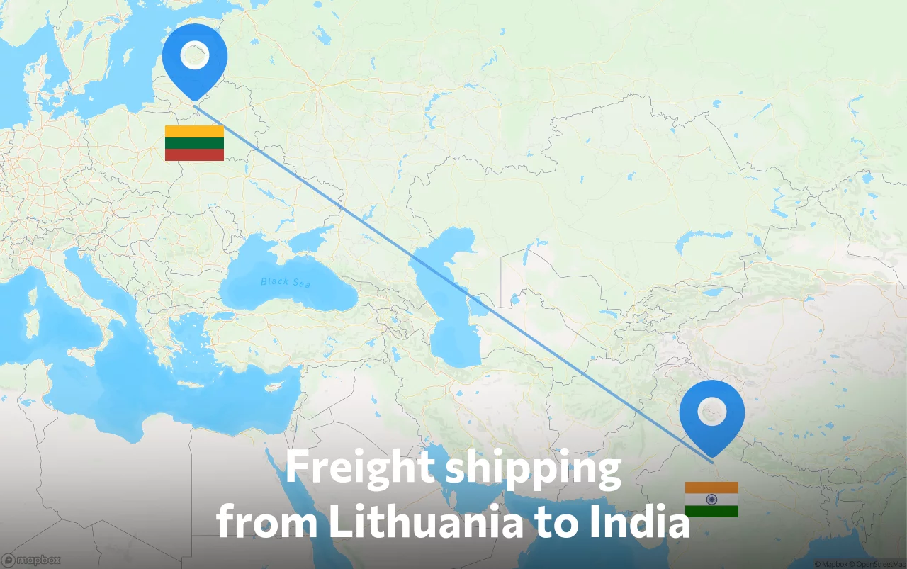 Shipping route from Lithuania to India