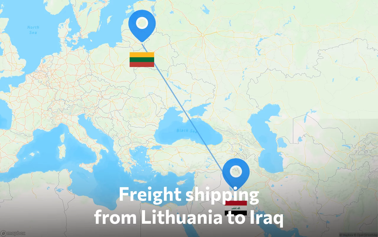 Shipping route from Lithuania to Iraq