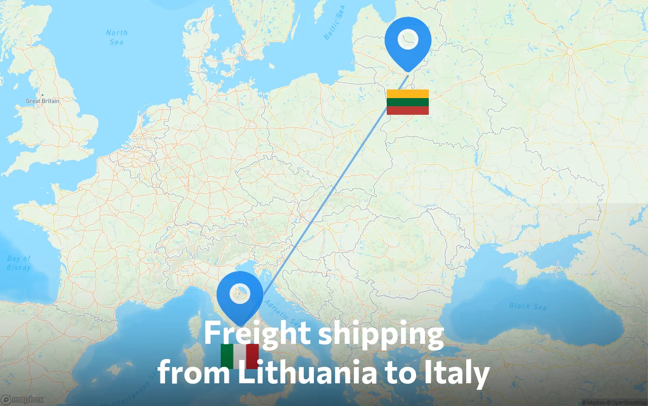 Shipping route from Lithuania to Italy