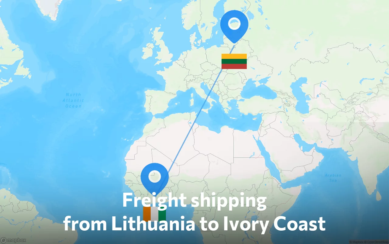 Shipping route from Lithuania to Ivory Coast