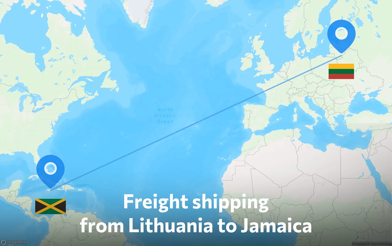 Shipping route from Lithuania to Jamaica