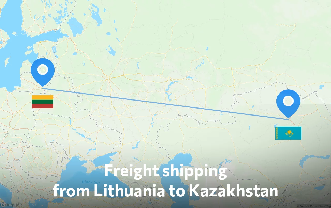 Shipping route from Lithuania to Kazakhstan
