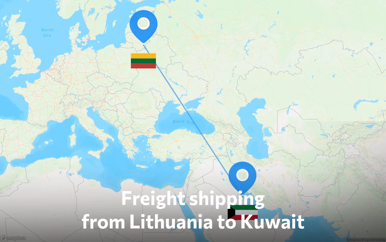 Shipping route from Lithuania to Kuwait