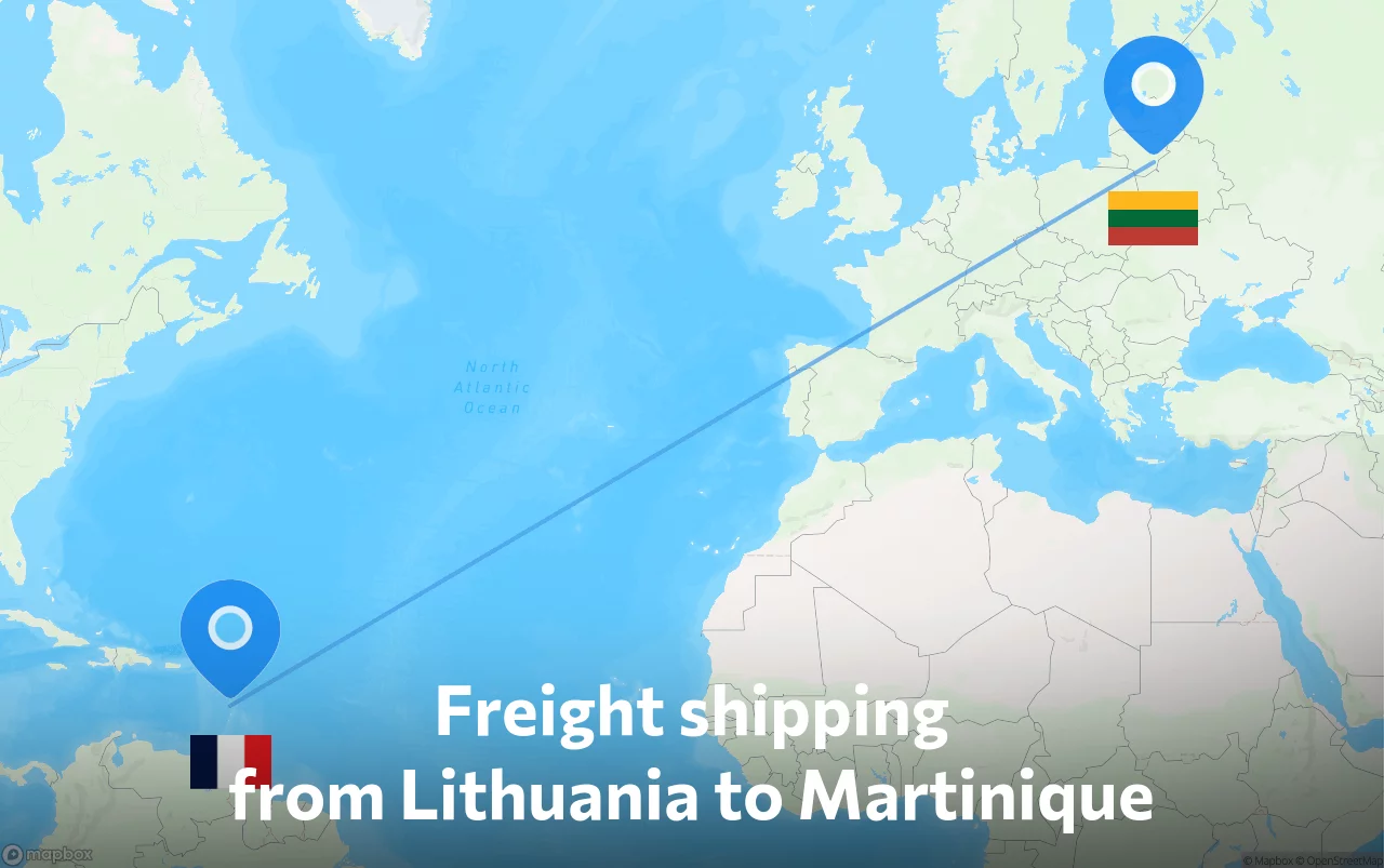 Shipping route from Lithuania to Martinique