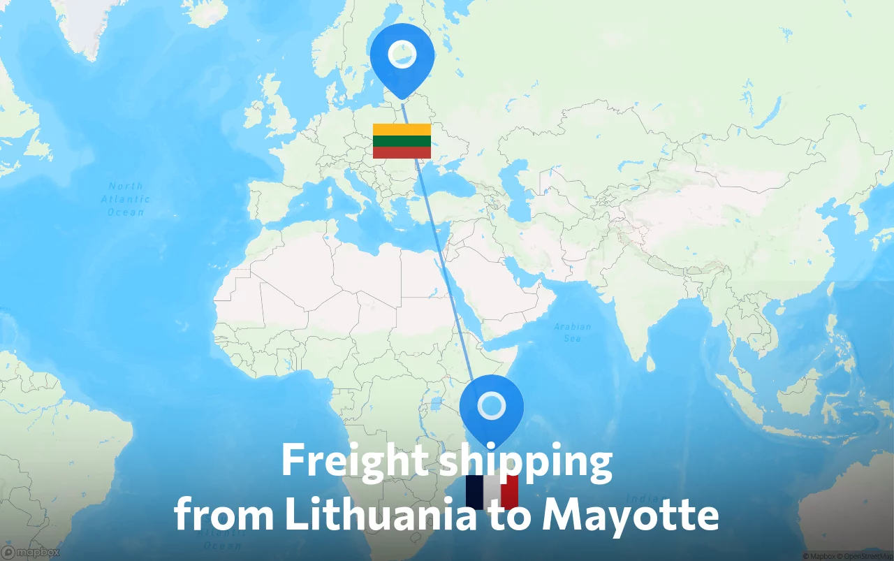 Shipping route from Lithuania to Mayotte