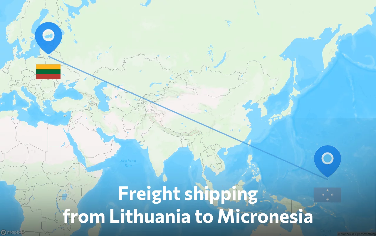 Shipping route from Lithuania to Micronesia